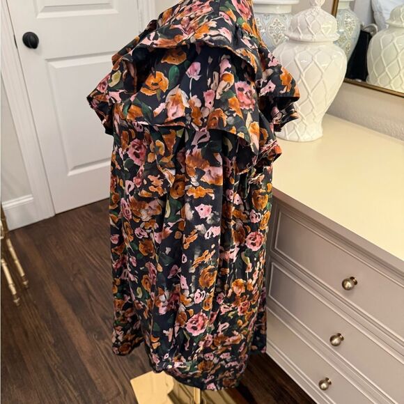 Something Navy Floral Ruffle Button Up Dress size Large-F10 - Picture 5 of 8